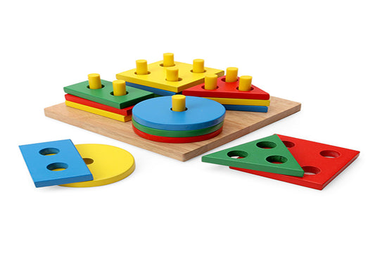 Lg/Wooden Shape And Colour Stacking Board