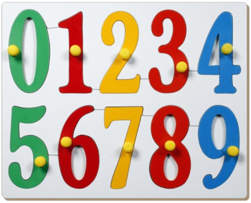 Lg/Wooden Inset Tray Jumbo Numbers with Big Knobs