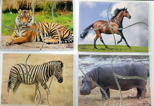 Su/4 Puzzles Set Of Animals - B Hippo, Elephant, Tiger and Horse