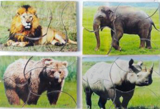 Su/4 Puzzles Set of Animals - A Lion, Bear, Rhino, Elephant