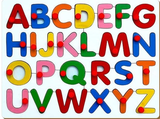 Wooden Jumbo English Alphabet Uppercase with Knobs