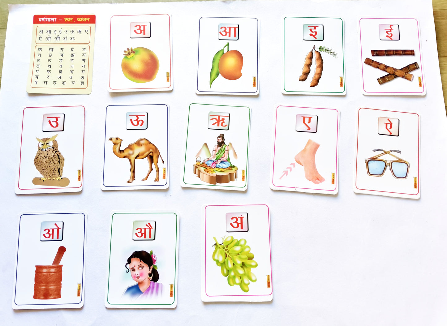 Hindi Alphabet with Words Activity Flash Cards Hindi