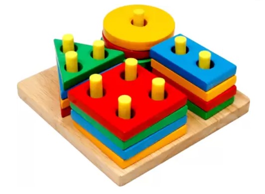 Lg/Wooden Shape And Colour Stacking Board